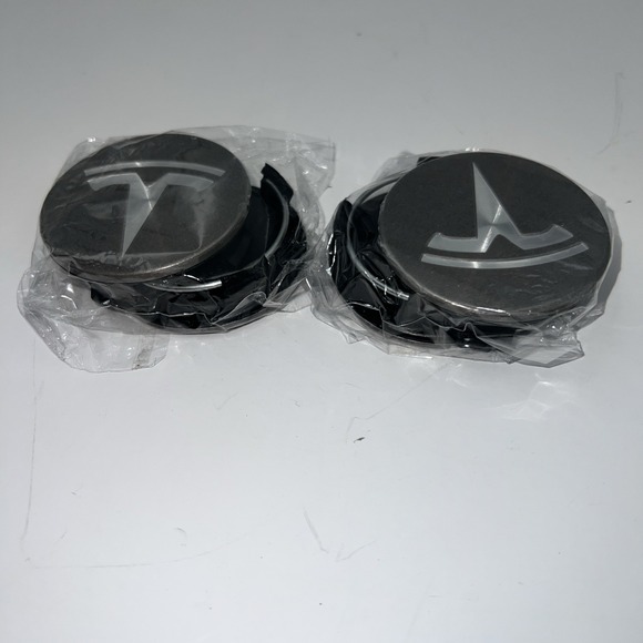 Set of (4)  OEM Tesla X-3 Charcoal & Machined Center Cap  XWC-1385-01 56mm 2.25" - Picture 11 of 11